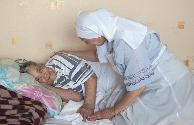 Visiting the homes of bedridden patients